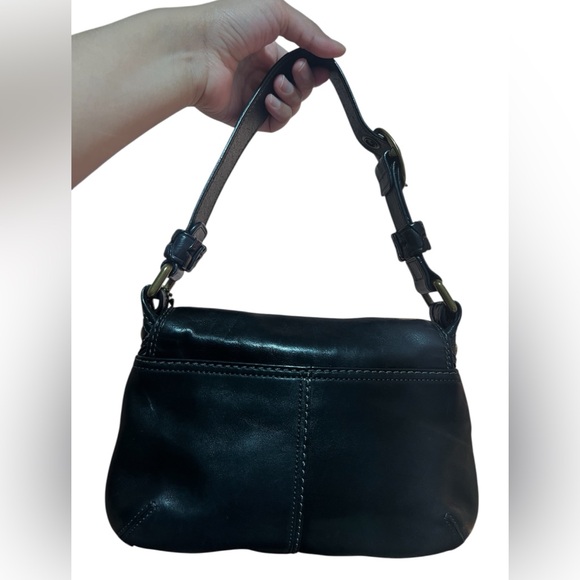 Coach Vintage 11427 Bleeker Legacy Tattersall Flap Shoulder Bag Black Brass - Picture 2 of 9